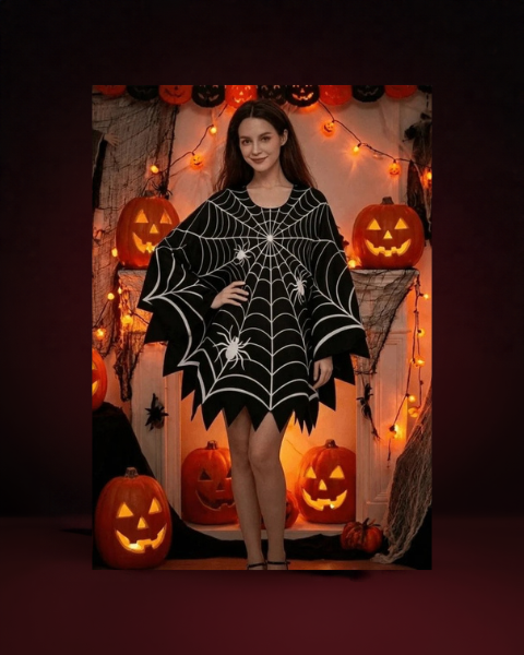 Poncho Toile d'Araignée Noir - photo premium Panoplia