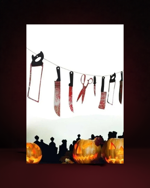 Halloween Decoration Horror House Bloody Weapons Garland Banner - photo premium Panoplia