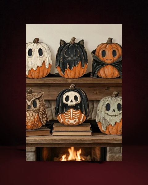 Halloween Wooden Blocks Shelf Decor - photo premium Panoplia