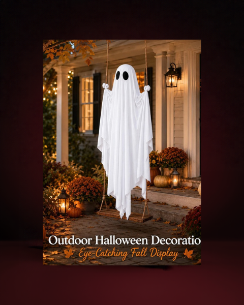 Halloween Swing Ghost Decoration Large Hanging White Ghost - photo premium Panoplia