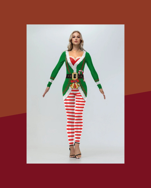 Combinaison Moulante Père Noël Imprimée – Tenue de Fête - photo premium Panoplia