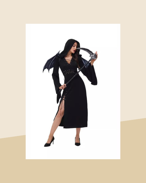 Robe Noire Gothique Femme – Sorcière, Vampire ou Démone - photo premium Panoplia