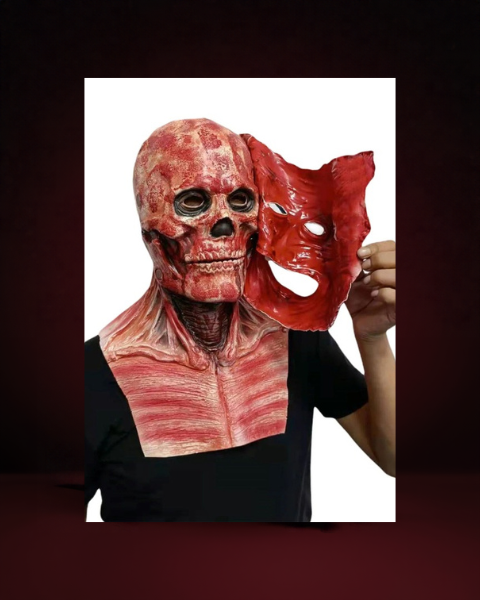 Masque Crâne Déchiré Double Couche en Latex - photo premium Panoplia