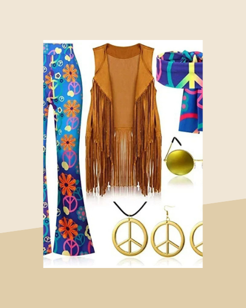 Gilet Hippie à Franges Peace & Love Femme - photo premium Panoplia