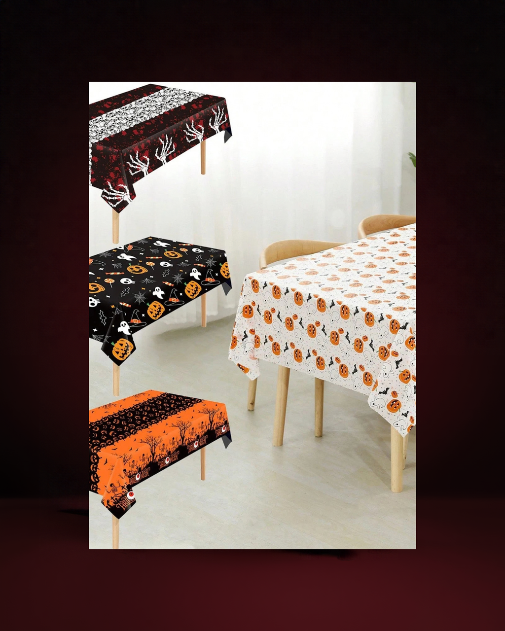 Nappe de Table Halloween Citrouille et Fantôme - visuel premium