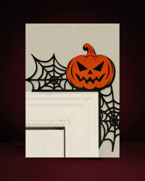 Halloween Wooden Door Frame Decoration Spider Bat Ghost - photo premium Panoplia