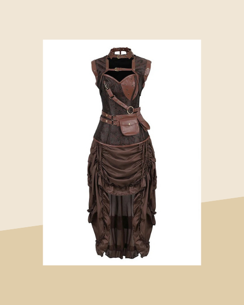Robe Corset Pirate Steampunk Marron - photo premium Panoplia