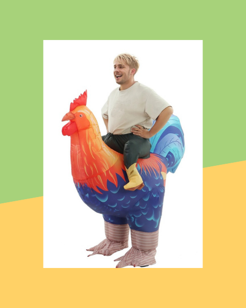 Déguisement Gonflable Coq à Chevaucher Adulte - photo premium Panoplia