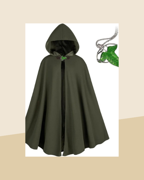 Cape Médiévale à Capuche avec Broche Feuille - photo premium Panoplia