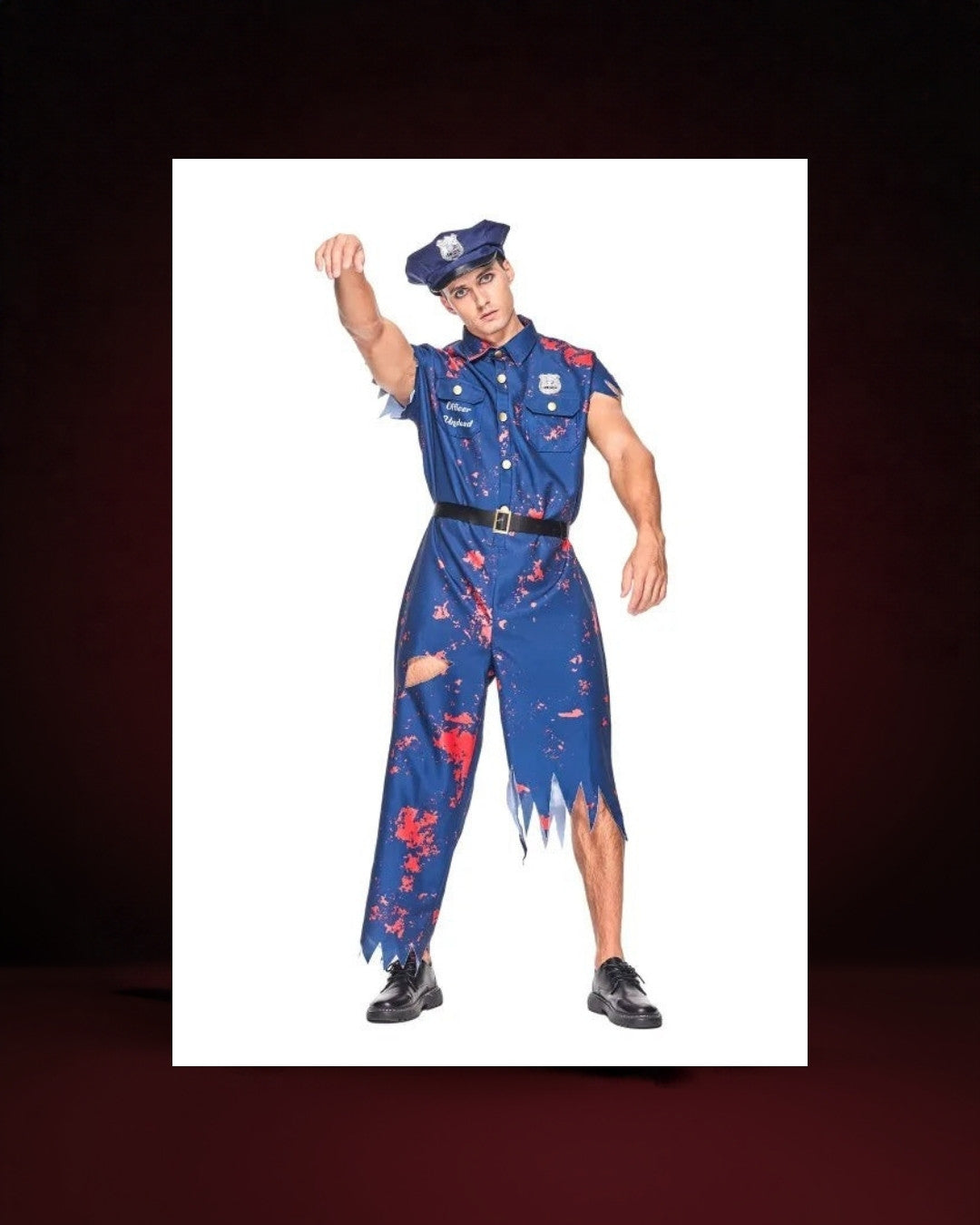 Déguisement Policier Zombie Homme avec Chapeau et Ceinture – photo premium Panoplia
