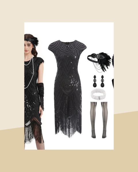 Robe Charleston Années 20 Franges Sequins - photo premium Panoplia