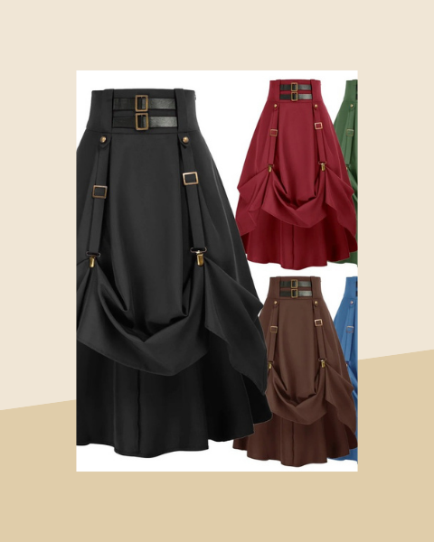 Jupe Steampunk Victorienne Asymétrique à Boucles - photo premium Panoplia
