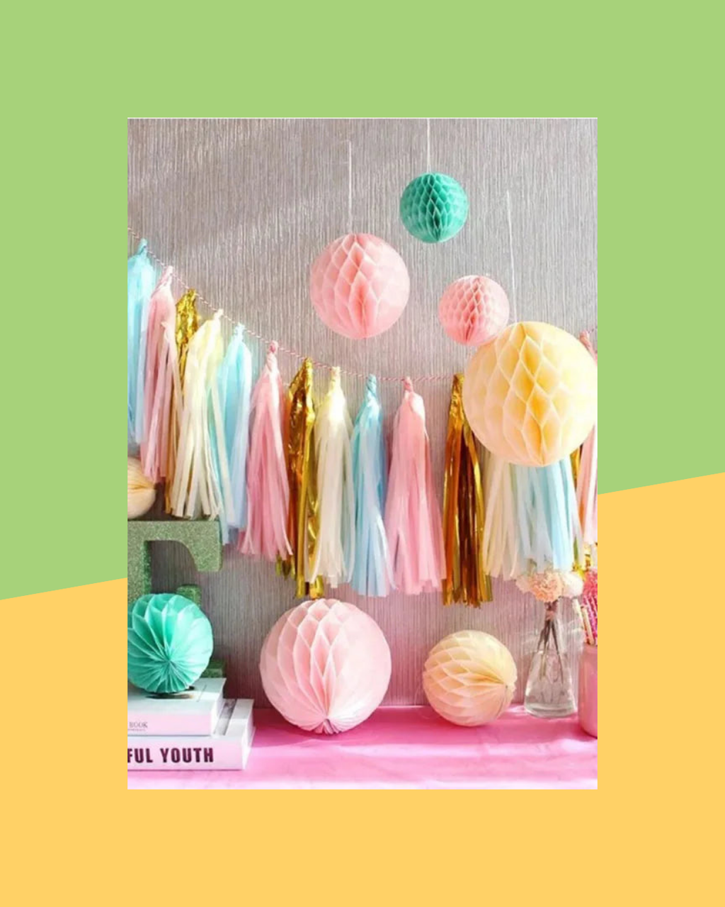 Guirlande Rideau Pompons Papier Soie - photo premium Panoplia