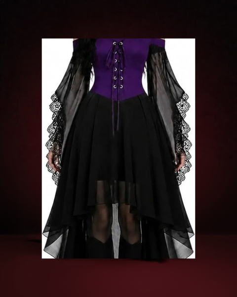 Robe Vampire à Manches Papillon en Résille - photo premium Panoplia
