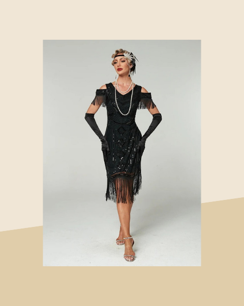 Robe Charleston à Franges Années 20 avec Accessoires - photo premium Panoplia