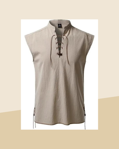 Chemise Pirate Sans Manches à Lacets Homme - photo premium Panoplia