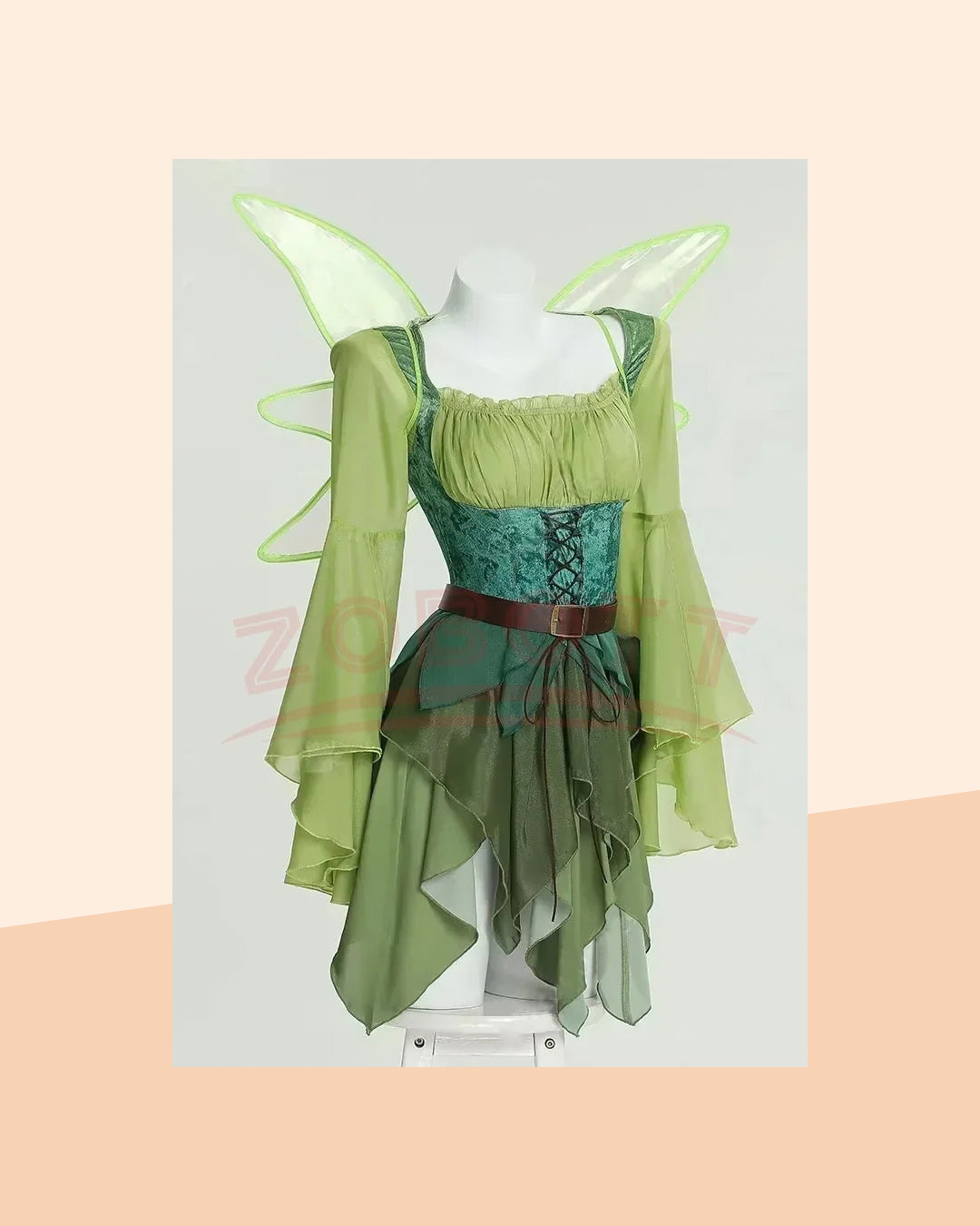 Déguisement Elfe Vert avec Ailes et Ceinture - photo premium Panoplia