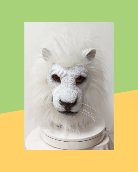Masque Lion Blanc en Latex - photo premium Panoplia