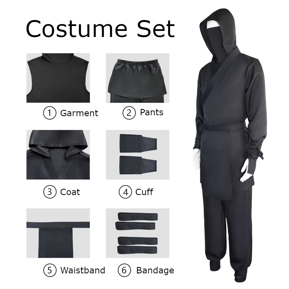 Déguisement Ninja Noir Homme – Ensemble S à XXL