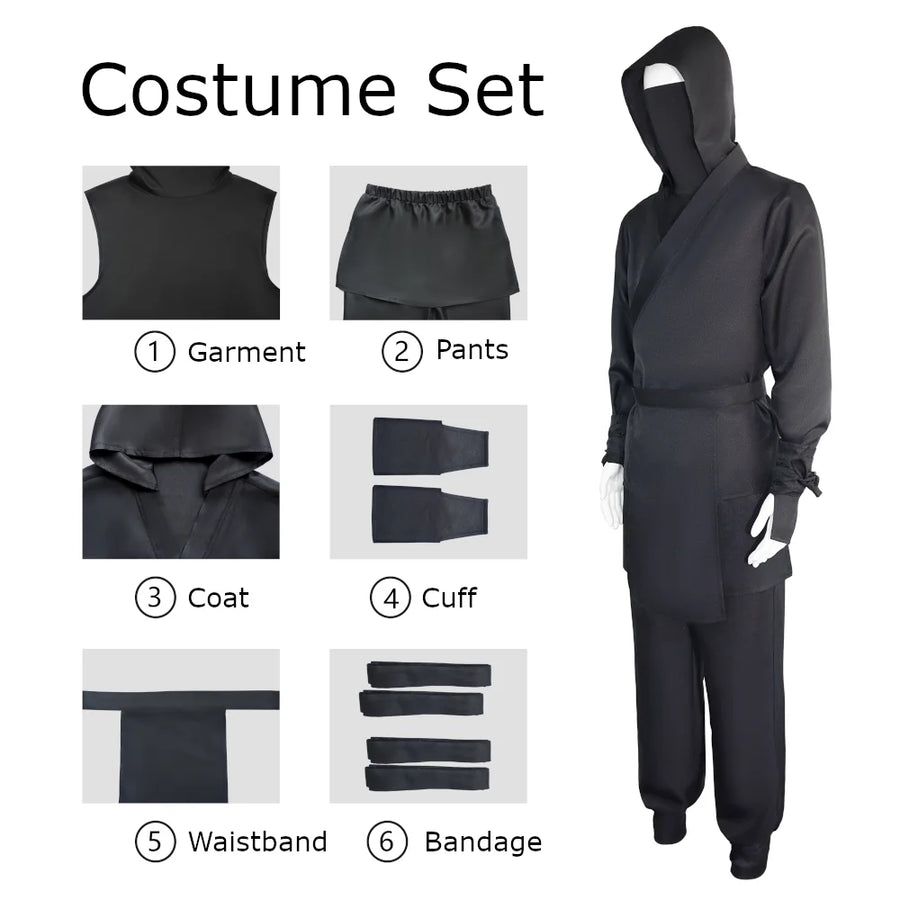 Déguisement Ninja Noir Homme – Ensemble S à XXL