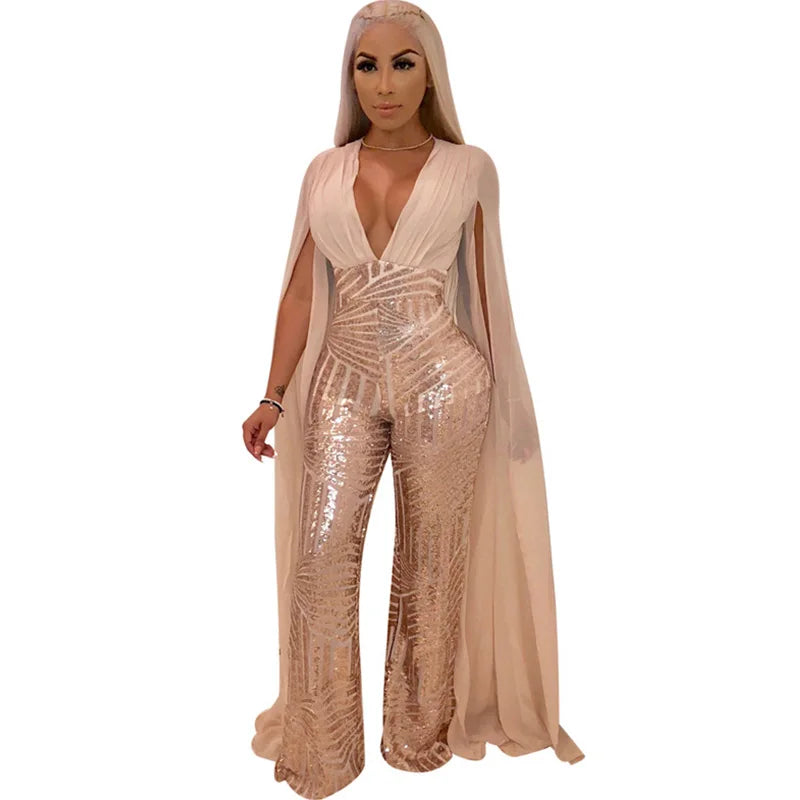 Combinaison Disco Pailletée Femme