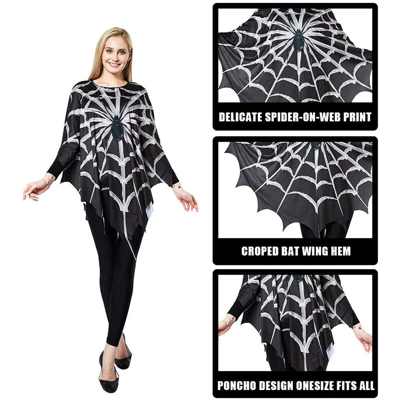Poncho Toile d'Araignée Noir Femme – Cape Halloween