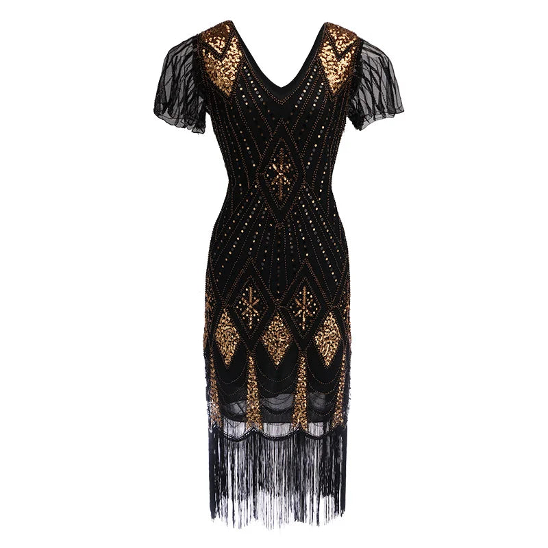 Robe Charleston Années 20 Perlée à Pampilles – vue 2