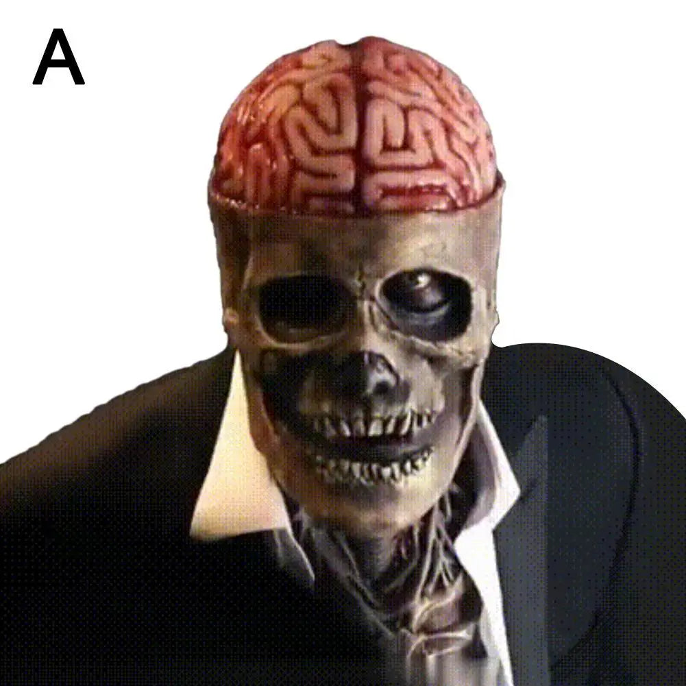 Masque Zombie Cerveau à Nu en Latex – vue 9