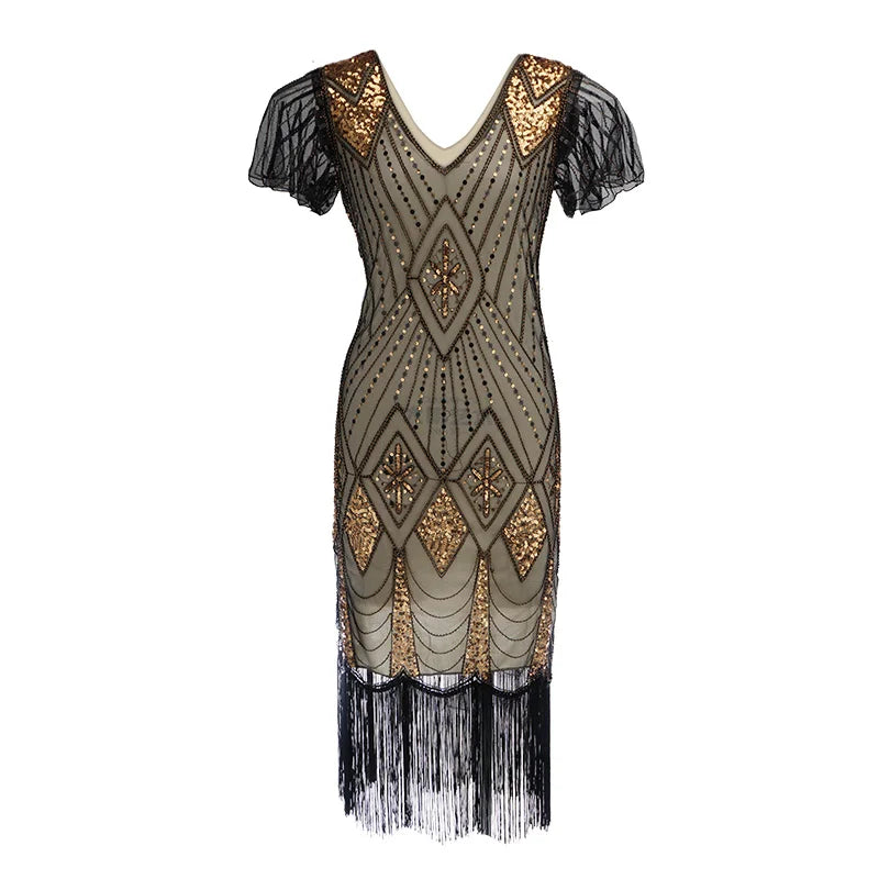 Robe Charleston Années 20 Perlée à Pampilles – vue 3