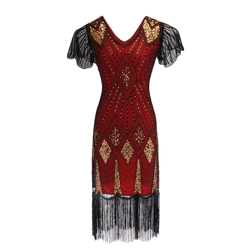 Robe Charleston Gatsby Années 20 à Sequins et Franges