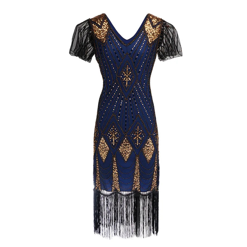 Robe Charleston Gatsby Années 20 à Sequins et Franges