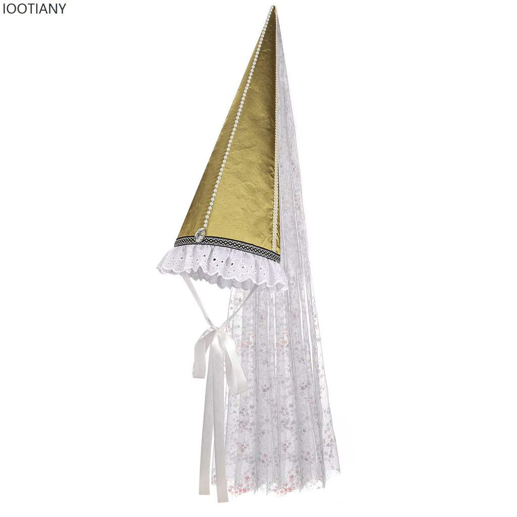Chapeau Pointu de Sorcière avec Voile Blanc – vue 2