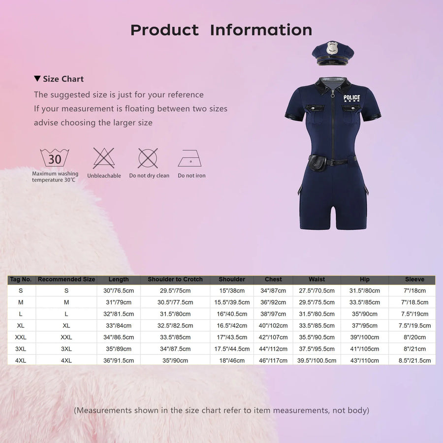 Déguisement Policière - Combinaison avec Ceinture et Casquette – vue 6