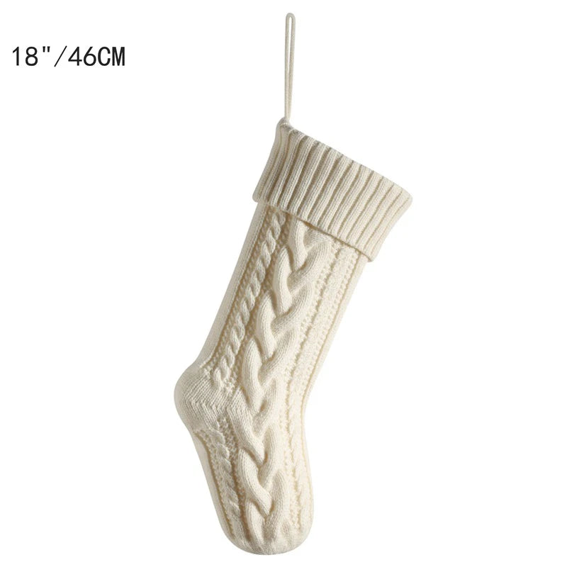 Grande Chaussette de Noël en Maille Torsadée