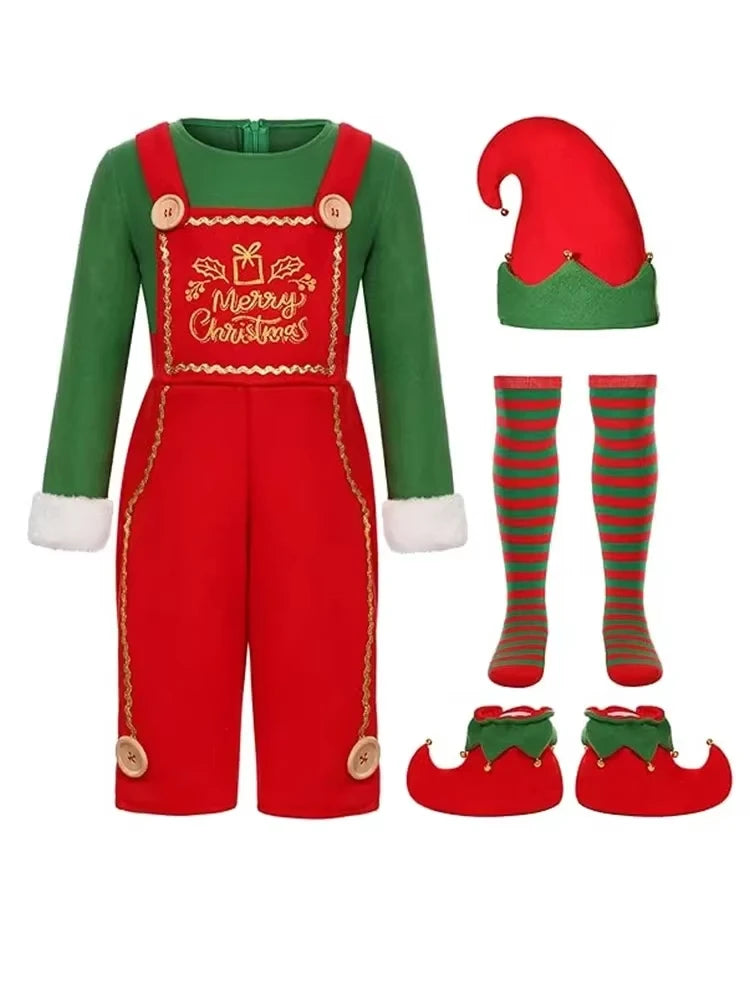 Déguisement Lutin de Noël Famille - Ensemble Robe Verte et Rouge – vue 3
