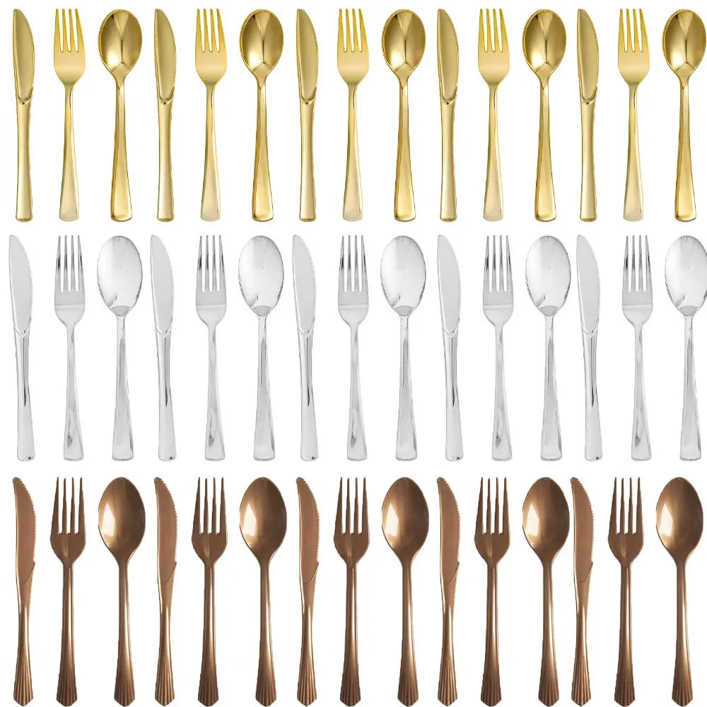 Couverts Jetables Dorés - Lot de 10
