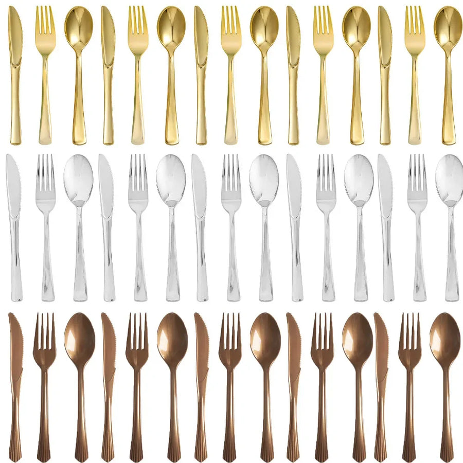 Couverts Jetables Dorés - Lot de 10