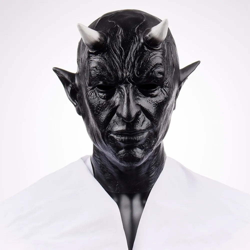 Masque Démon à Cornes en Latex – Masque d'Horreur Intégral – vue 3
