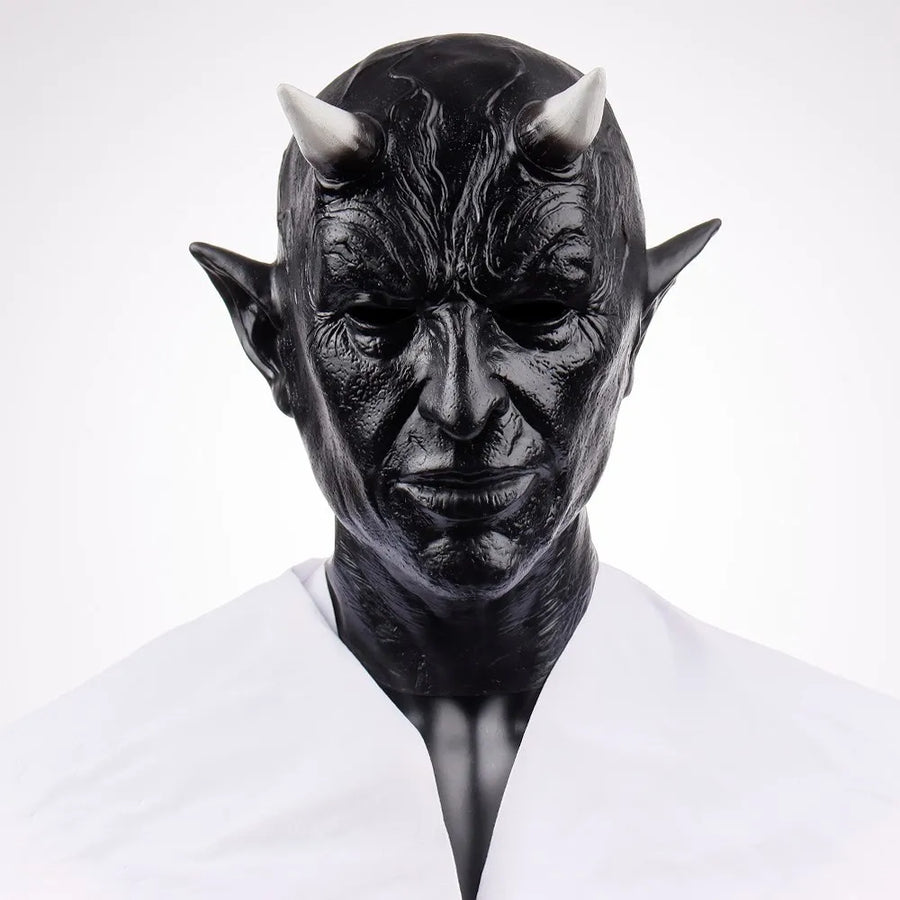 Masque Démon à Cornes en Latex – Masque d'Horreur Intégral – vue 3