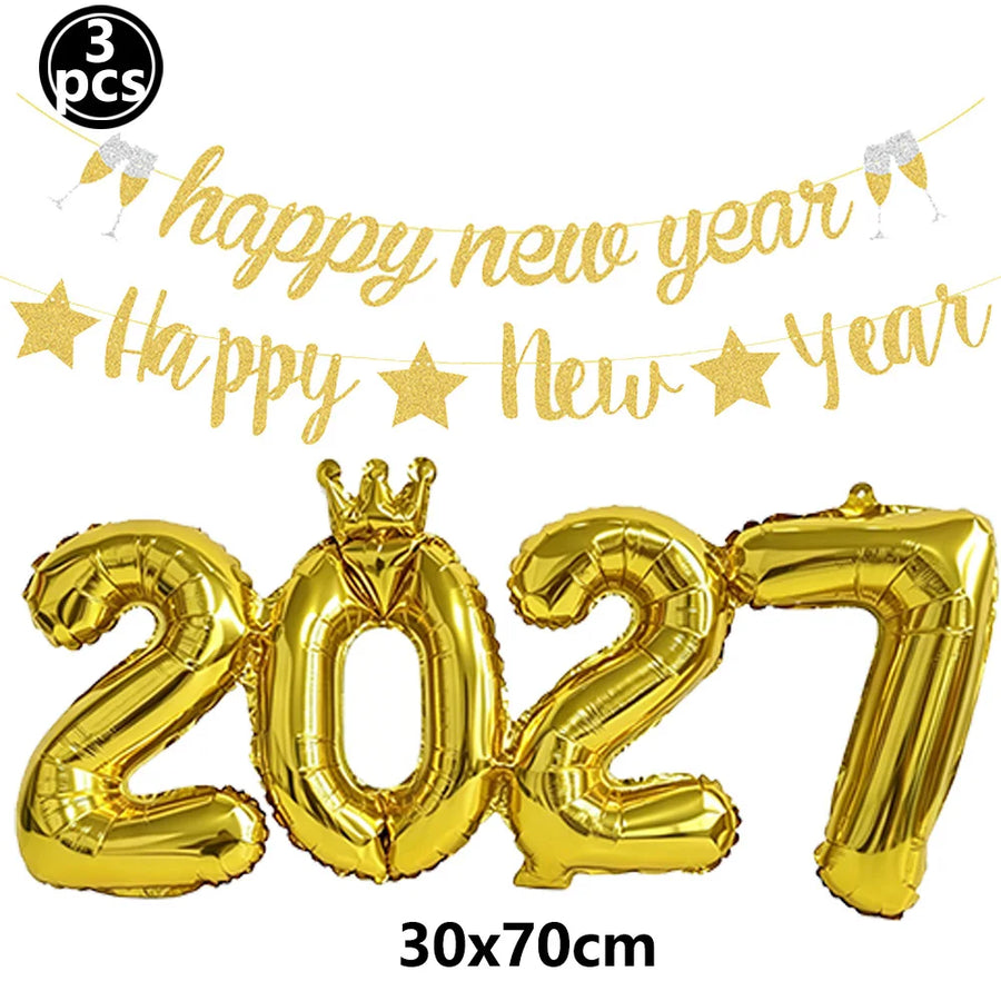 Kit Décoration Nouvel An Doré - Banderoles, Ballons et Chiffres 2027 – vue 6