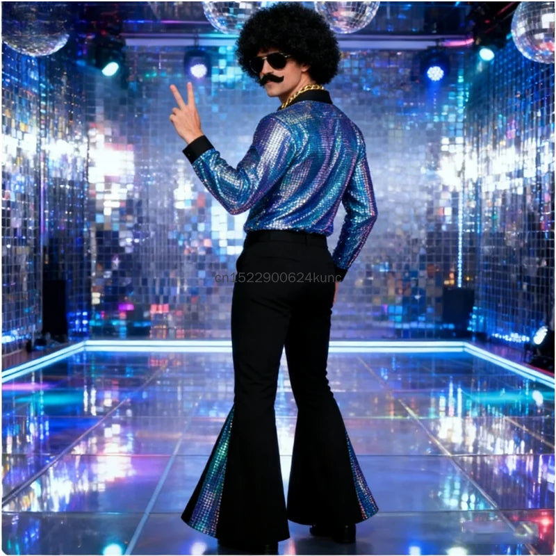 Costume Disco Homme – Chemise Dorée et Pantalon Pattes d'Éléphant – vue 3