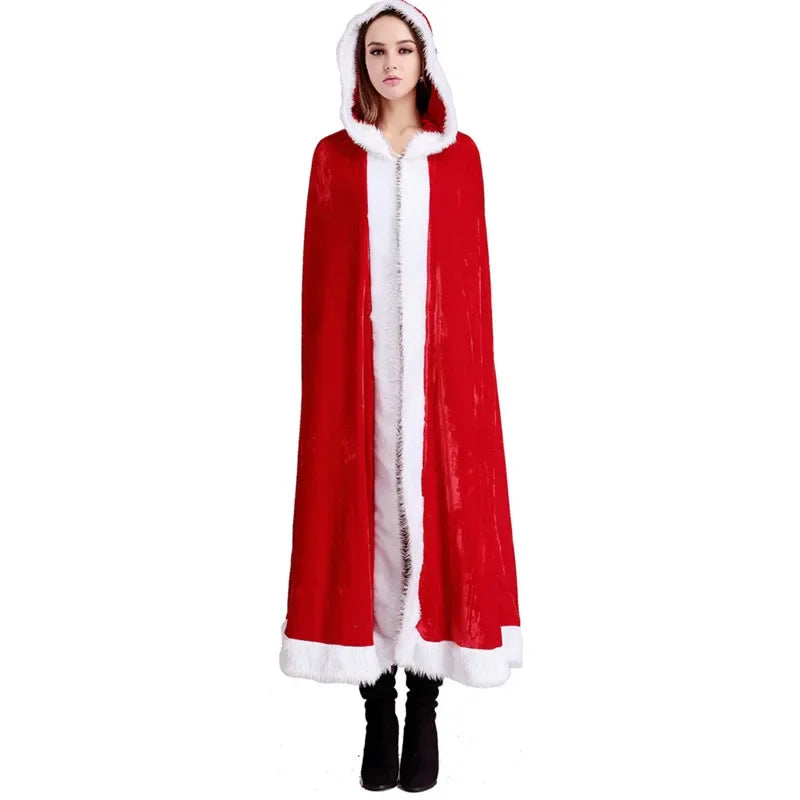 Cape Père Noël en Velours avec Bonnet – vue 7