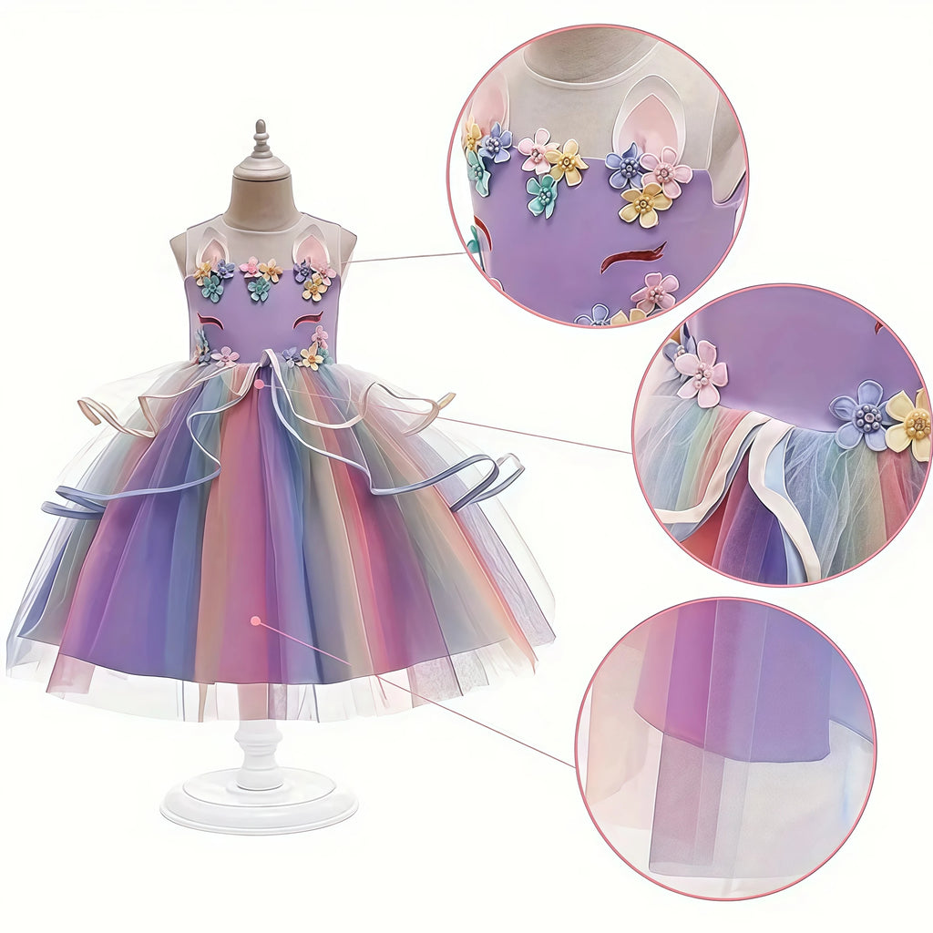 Robe Licorne Arc-en-Ciel Fille