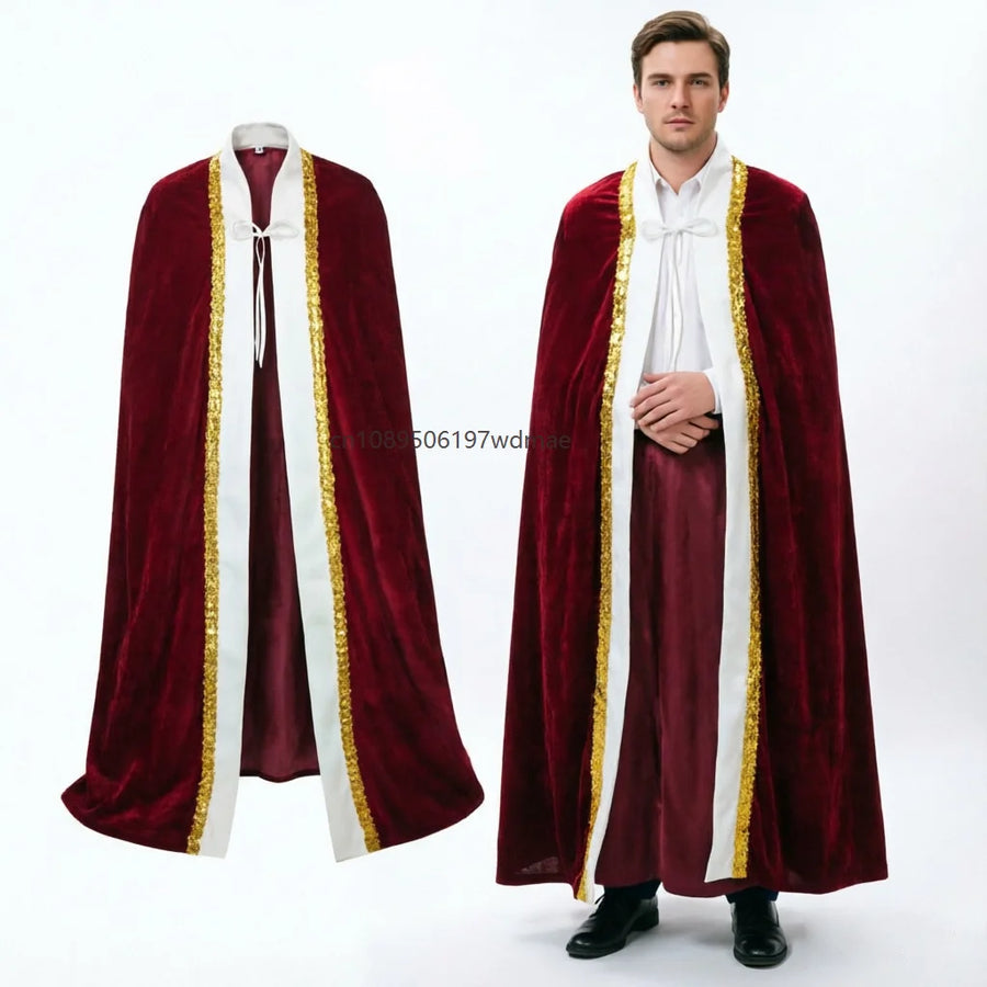 Cape de Roi Médiévale Rouge Bordeaux – Costume Prince Royal – vue 3