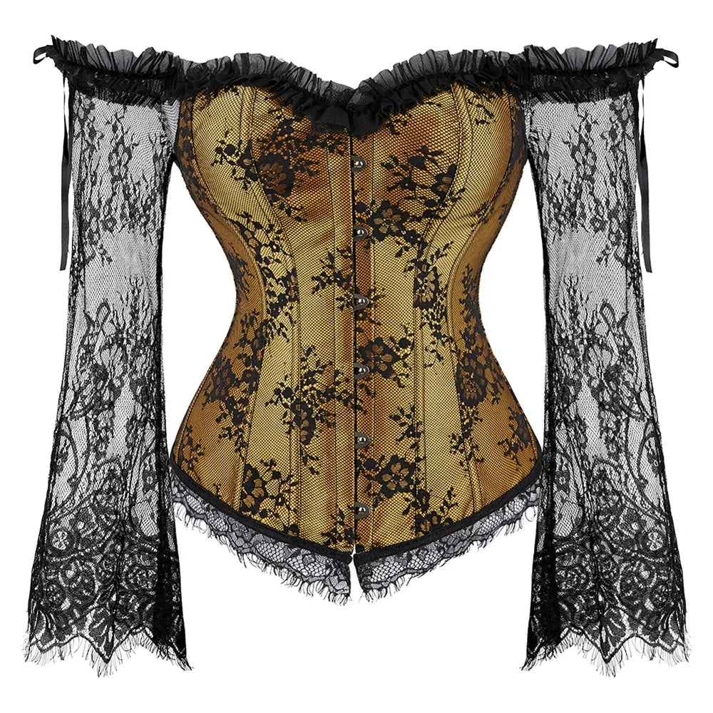 Corset Gothique à Manches en Dentelle