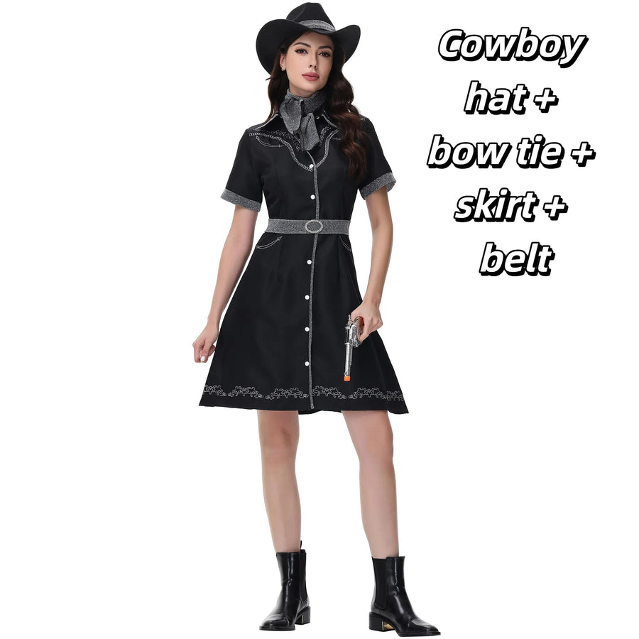 Déguisement Cowgirl Femme – Robe Noire Western – vue 8