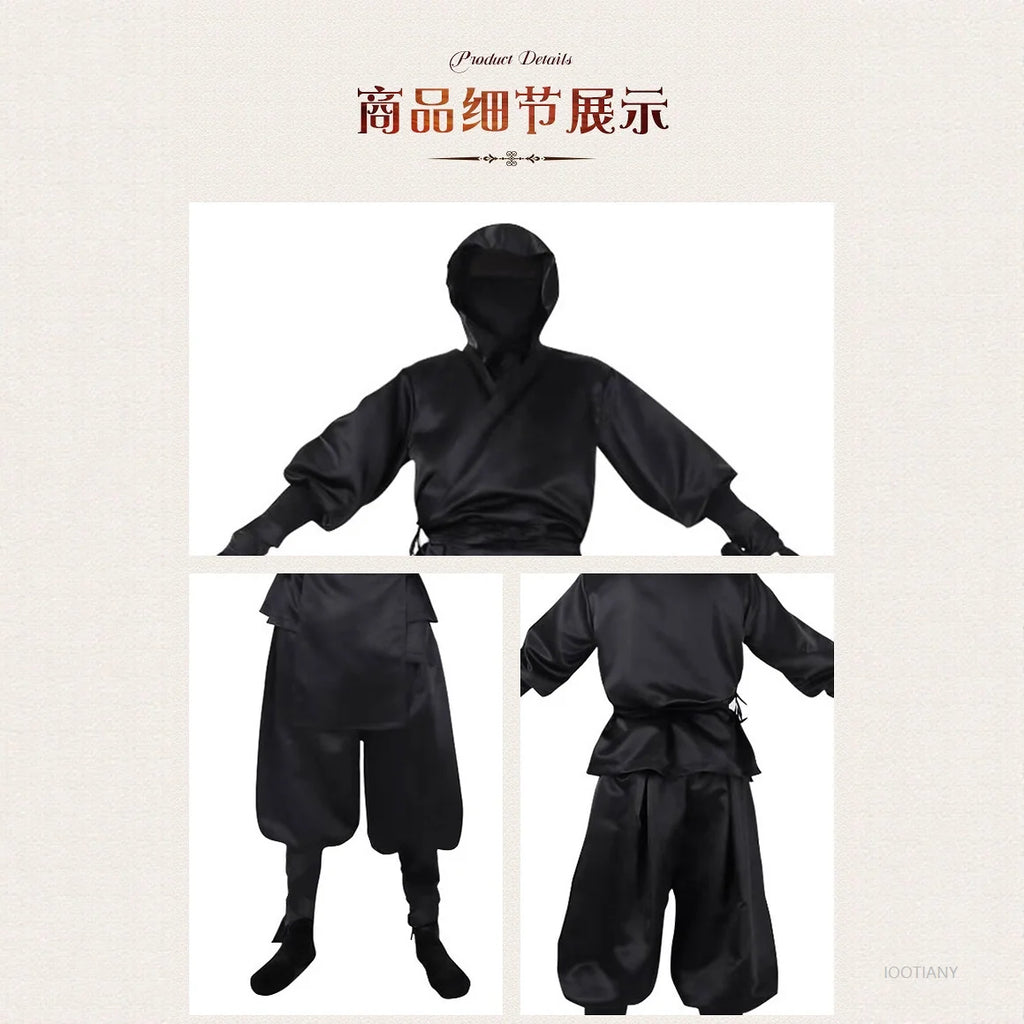 Kimono Ninja Samouraï à Capuche Noir