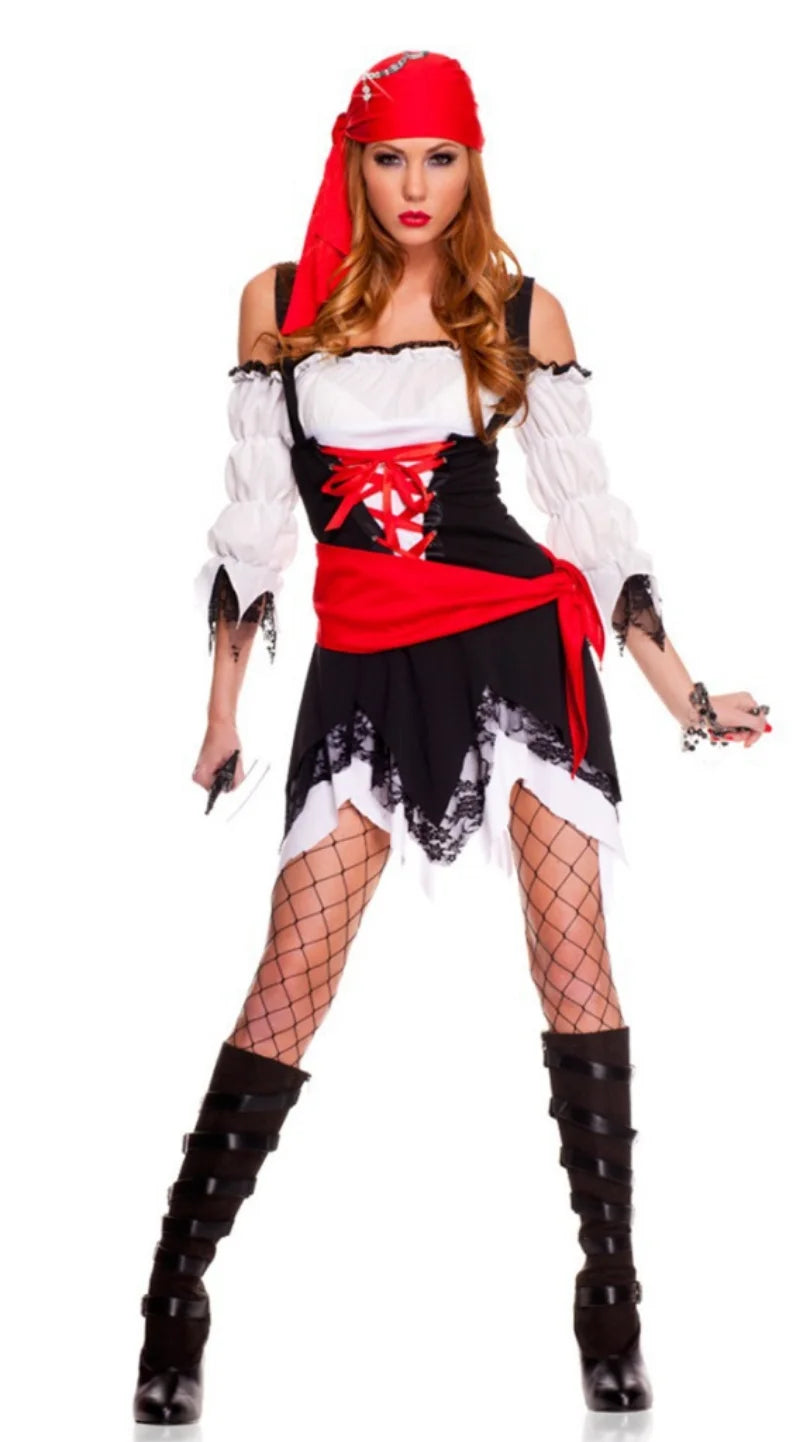 Déguisement Pirate Médiévale Femme – Jupe, Ceinture et Turban