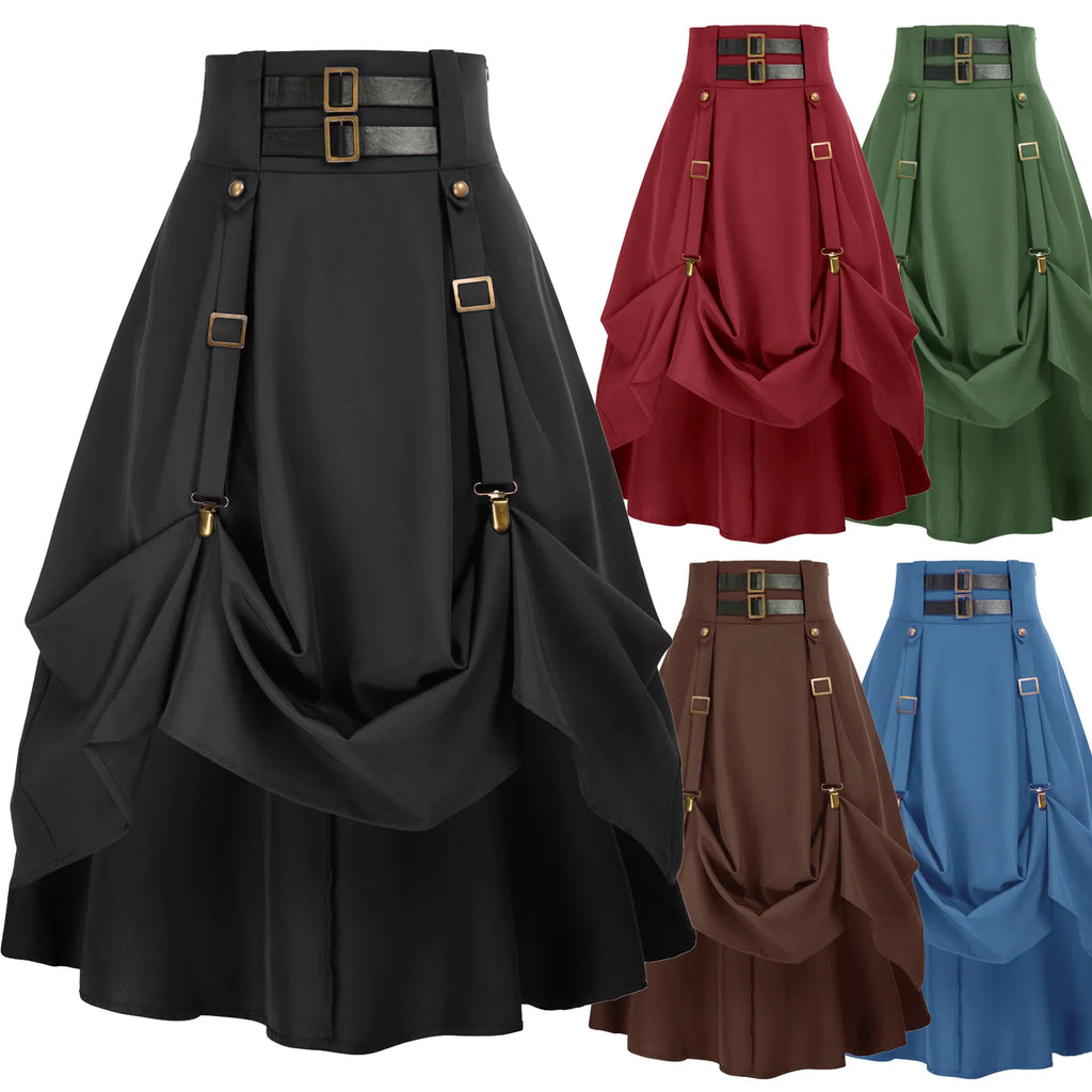 Jupe Médiévale Gothique Asymétrique – Tenue de Pirate Steampunk Femme