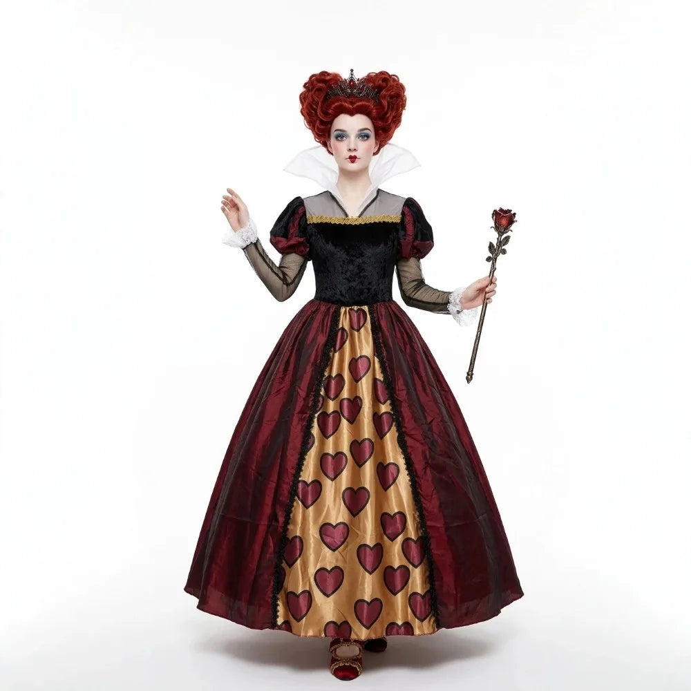 Déguisement Reine de Cœur — Robe Rouge, Couronne et Perruque – vue 2